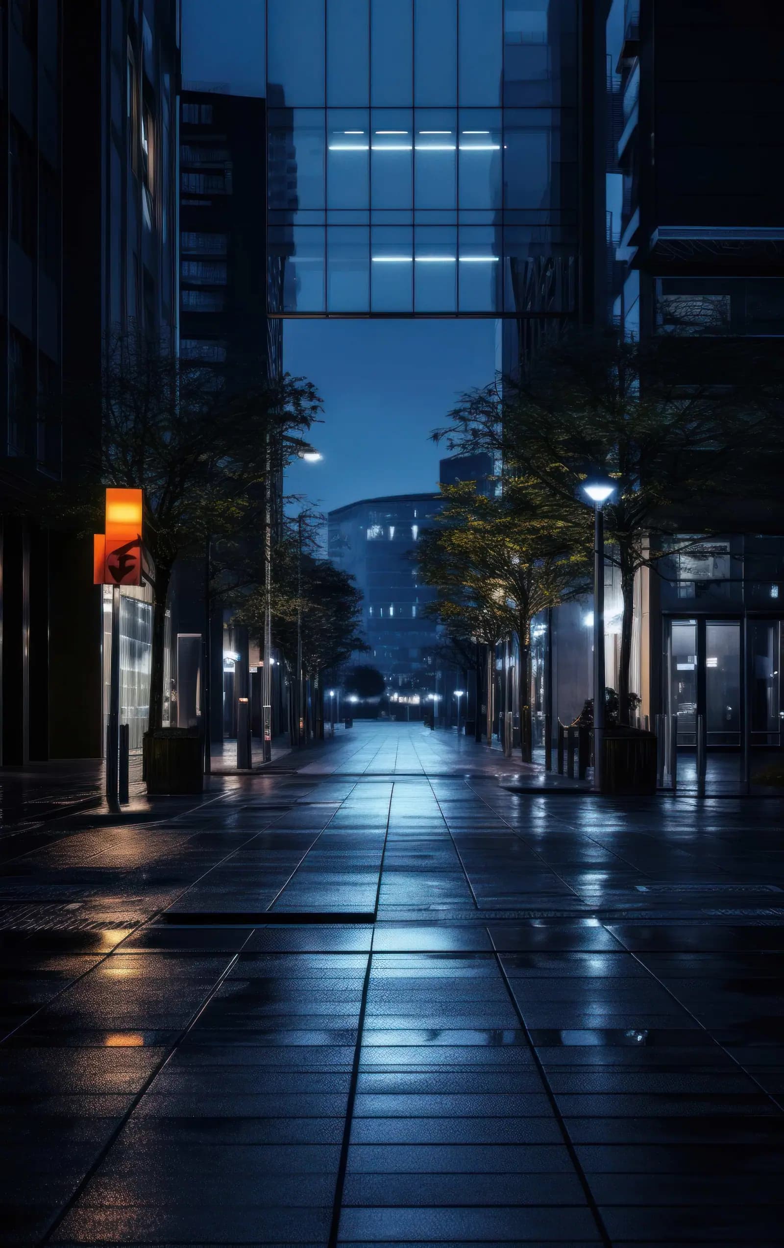 Quiet city street at night where the response was dispatched