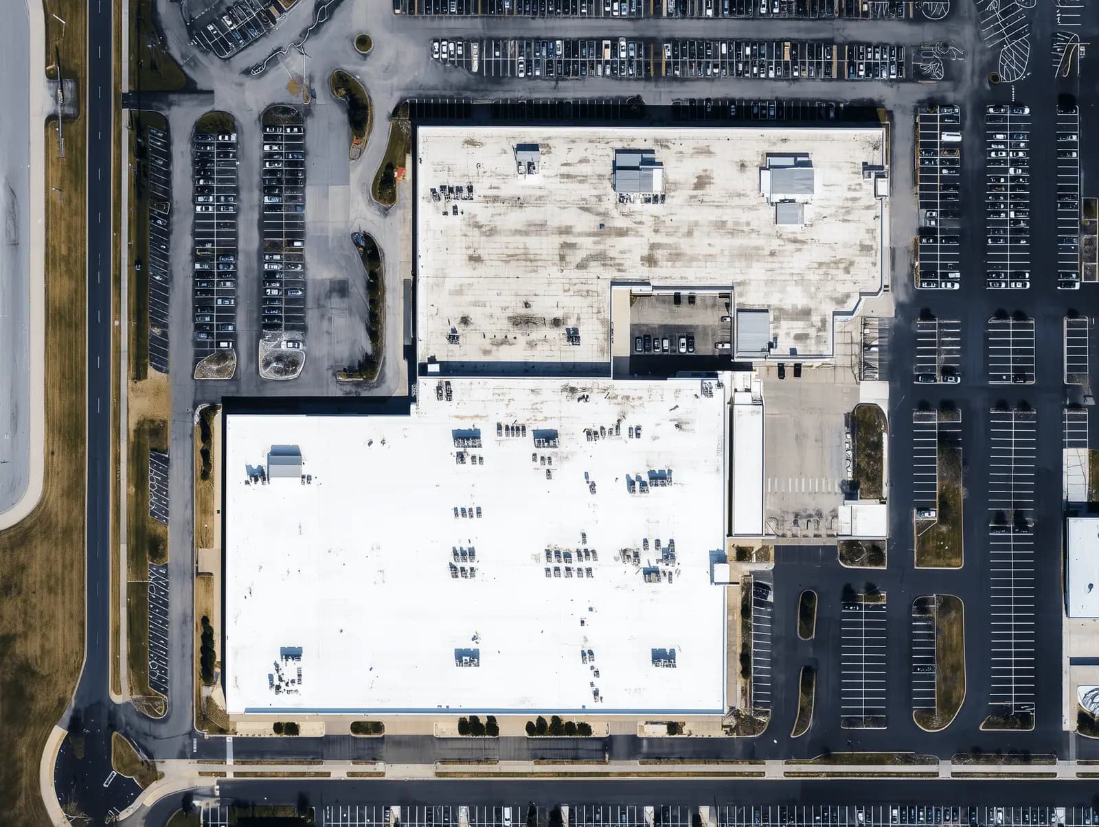 Aerial view of large commercial facility