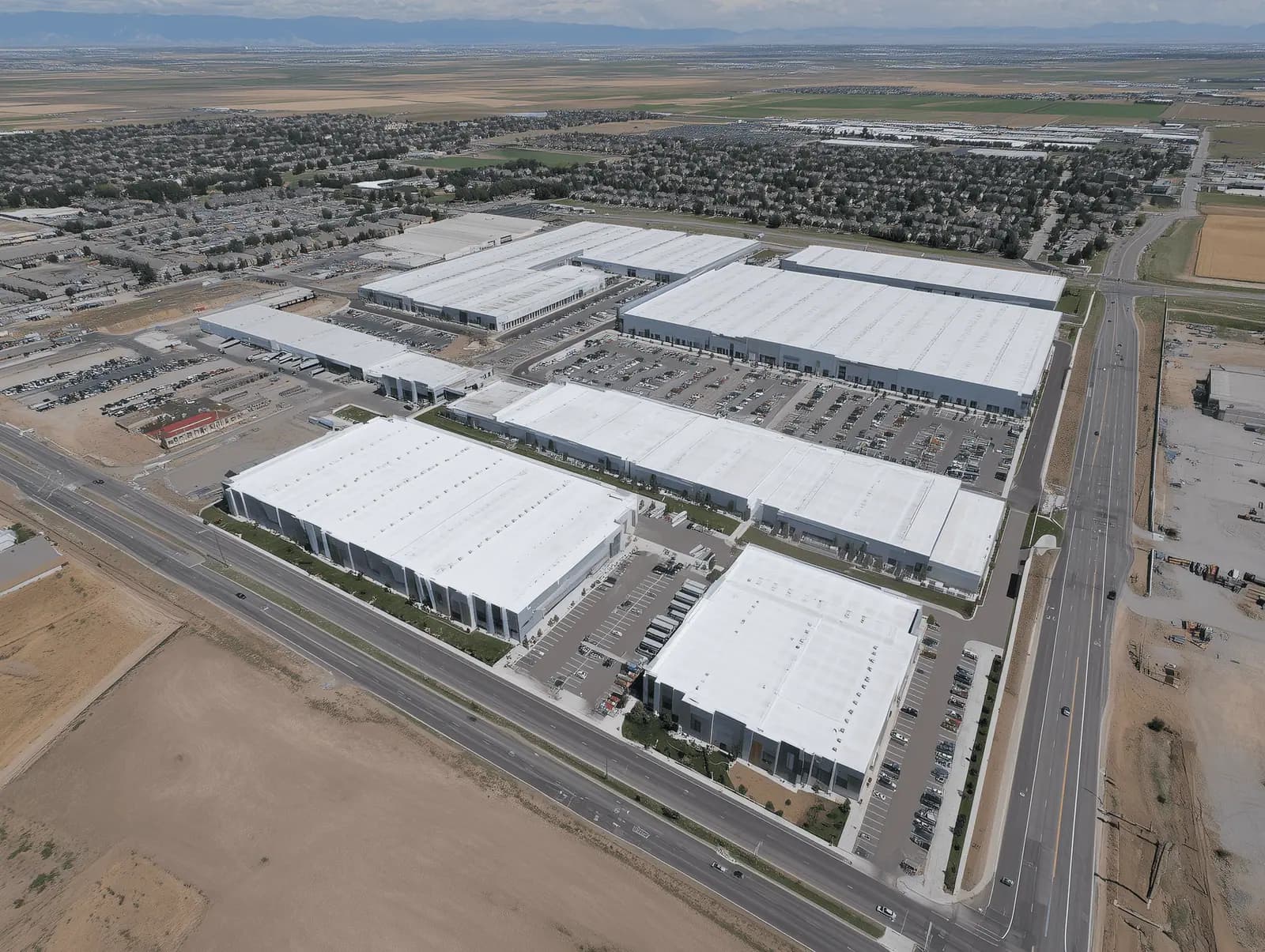 Aerial view of distribution center complex