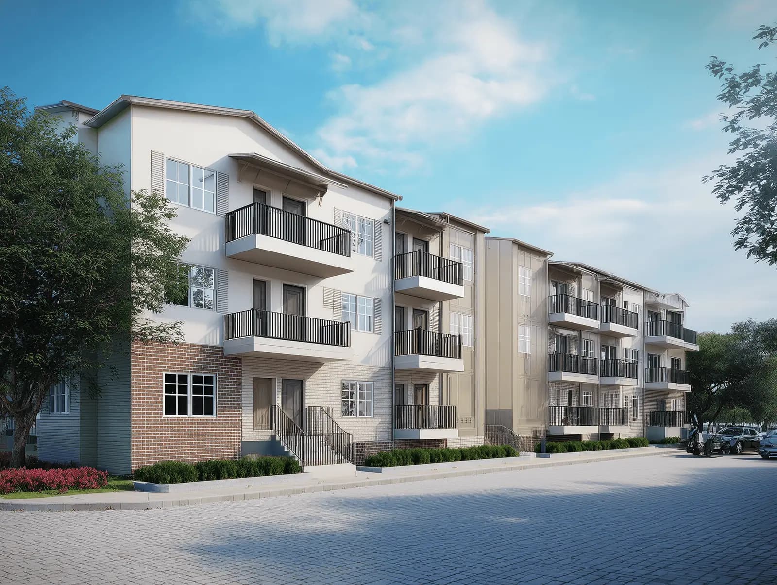 Apartment complex exterior